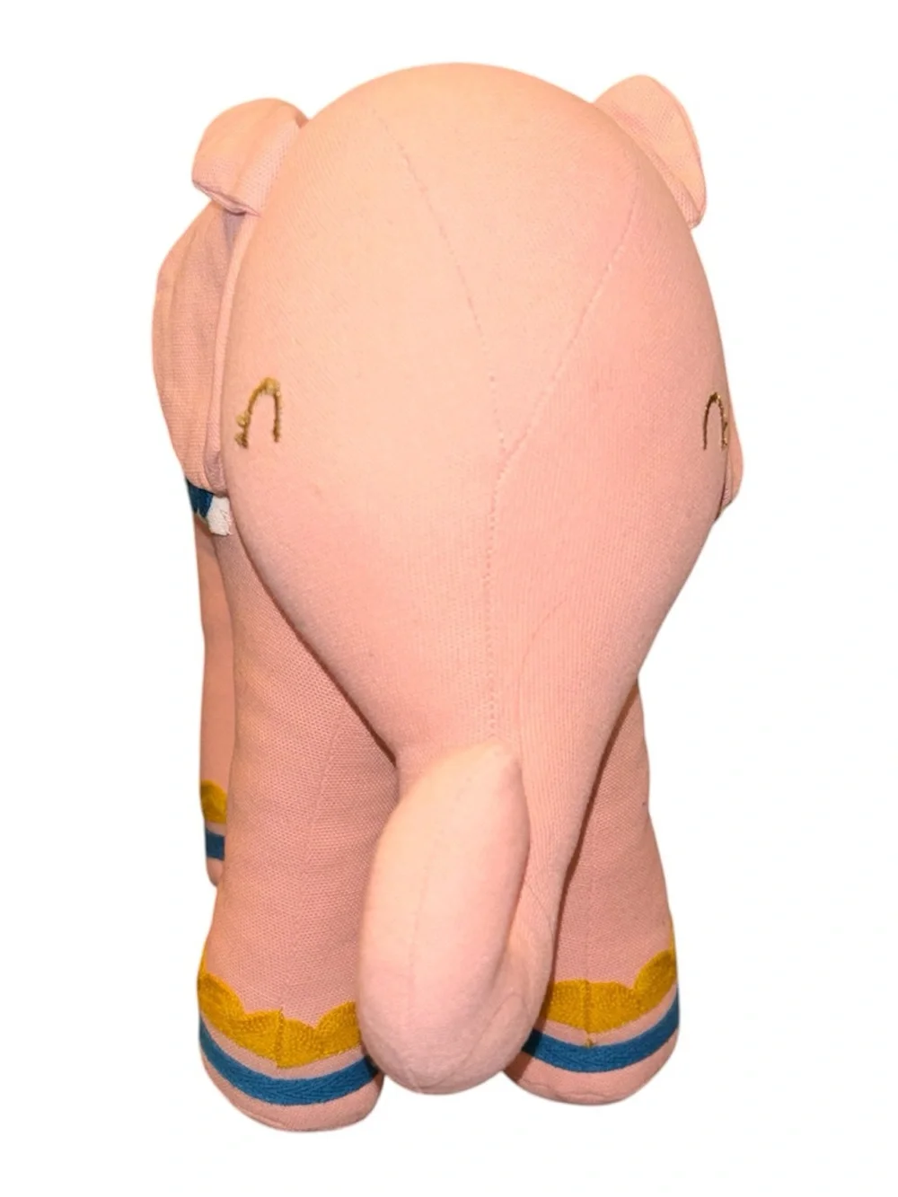 Retired Pink Embroidered Elephant Plush with Colorful Saddle